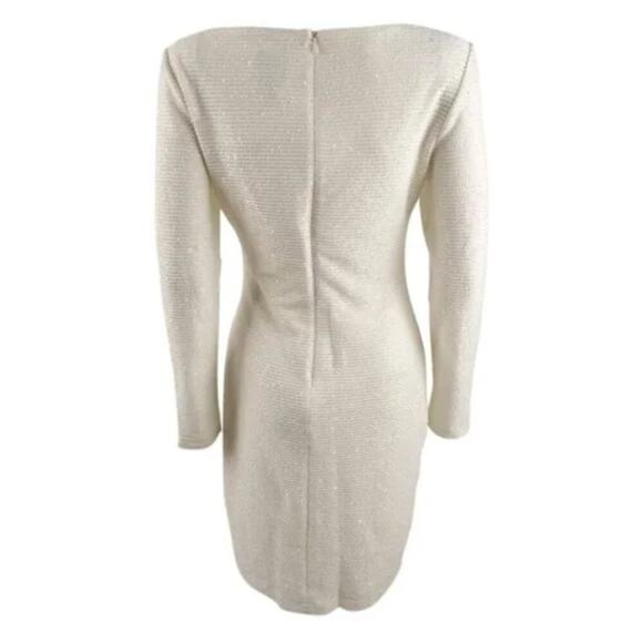 Vince Camuto Ivory Embellished Sequins Sheath Stretch Dress Ivory 10 New - Picture 6 of 10